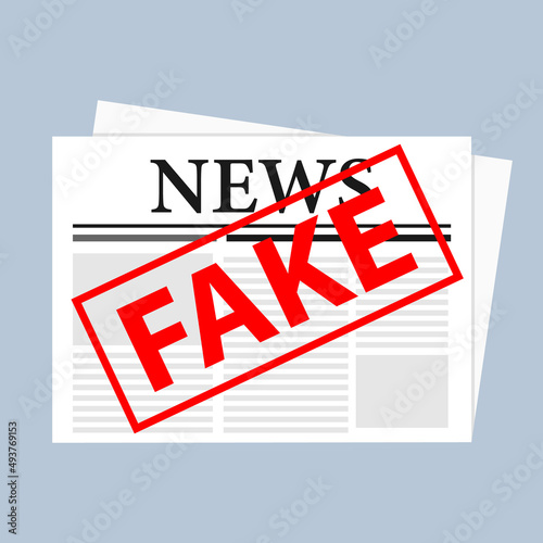 Fake news flat illustration. Newspaper disinformation press  - Vector