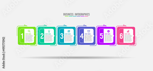 Business infographic abstract background template colorful with 6 step