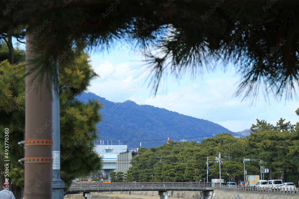 日本の都市：兵庫県芦屋市の芦屋川周辺の風景