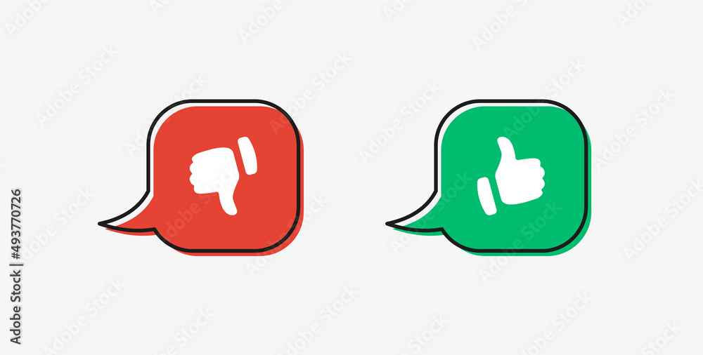 Dos and donts icons in speech bubble line frame - thumbs up or thumb down. Like or dislike - do's and don'ts frames - true or false - Dos and dont in outline frame	
 - obrazy, fototapety, plakaty 