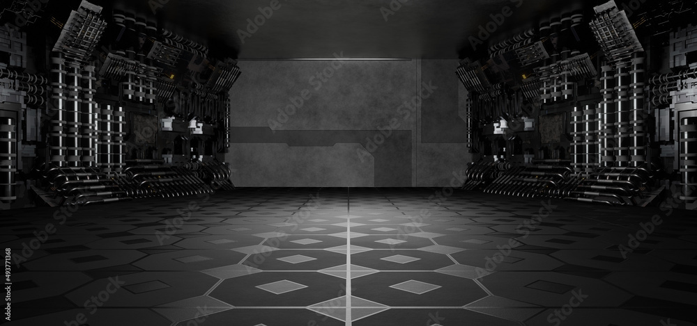 Empty Futuristic Empty Hallway Corridor Room Garage Studio Dance Glowing  Awesome Light Grey Gaming Wallpaper Pedestal Concept For Web Banners Or  Headers 3D Illustration Stock Illustration | Adobe Stock