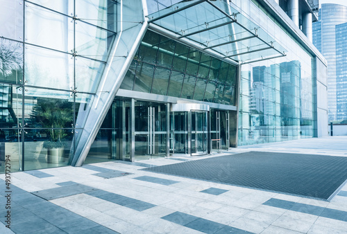 Modern office buildings and square platforms in the city