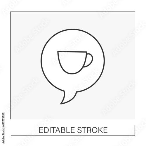 Reflections line icon. Thoughts about hot drinks and coffee. Cloud with cup. Dreams concept. Isolated vector illustration. Editable stroke