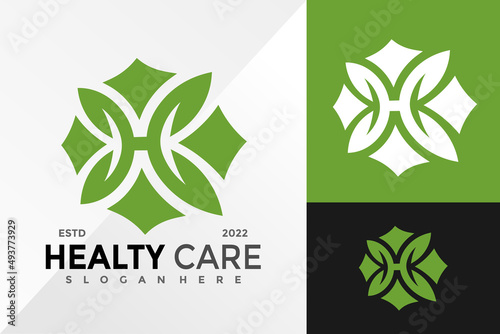 Letter H Healty Flower Care Logo Design Vector illustration template