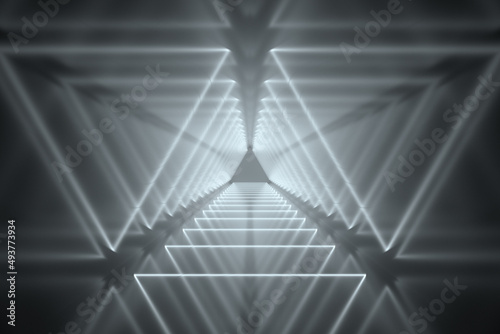 3d rendering glow space and tunel