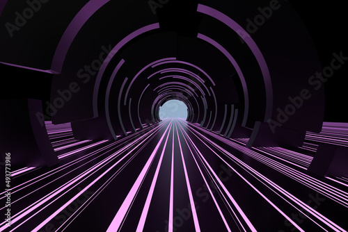 Fototapeta Naklejka Na Ścianę i Meble -  3d rendering glow space and tunel