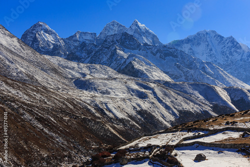 Everest Base camp Trek Landscape Kangtega, Thamserk  Nepal photo