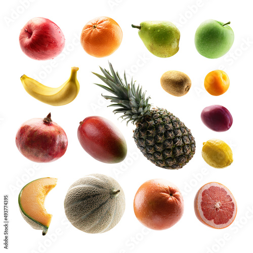 Fototapeta Naklejka Na Ścianę i Meble -  Large set of fruits isolated on white background