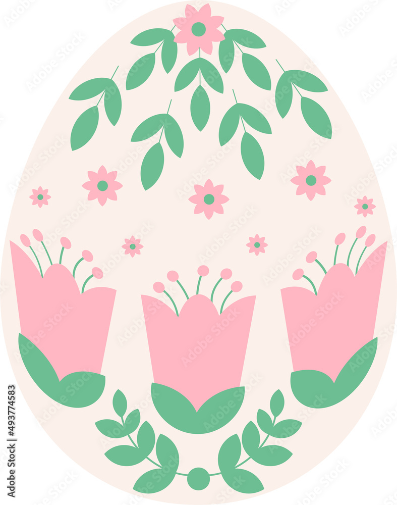 Easter egg with floral pattern