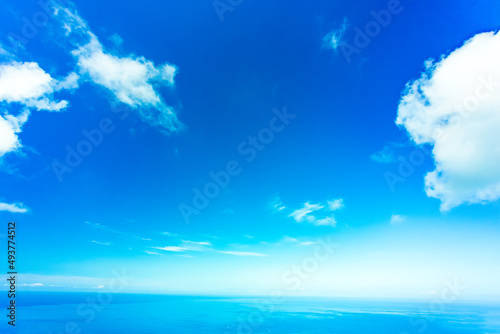 Very beautiful clear blue sky with few clouds in a tropical region - Reunion Island