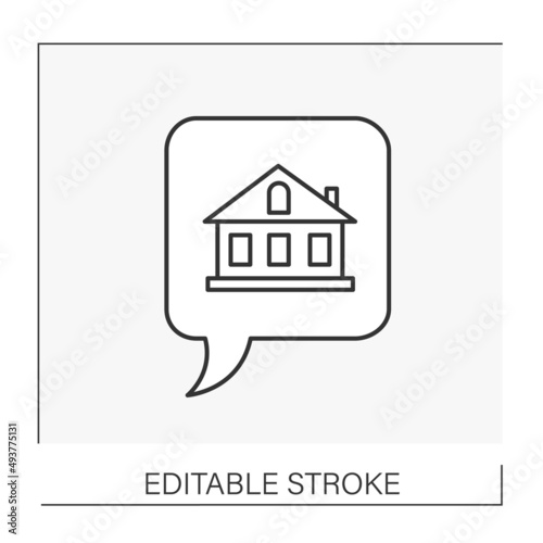  Reflections line icon. Thoughts about own house, Real-estate building. Comfortable house. Cloud with apartment. Dreams concept. Isolated vector illustration. Editable stroke