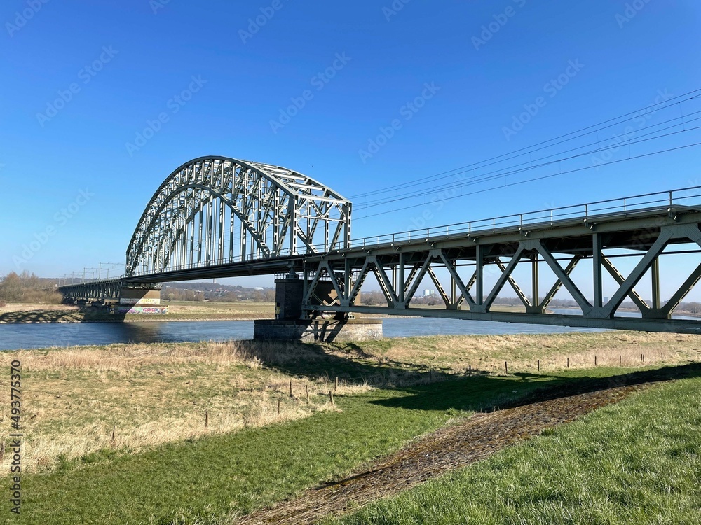 Railway bridge over the river Nederrijn