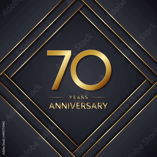 70th anniversary logo. Golden anniversary celebration logo design for booklet, leaflet, magazine, brochure poster, web, invitation or greeting card. golden color vector illustrations.