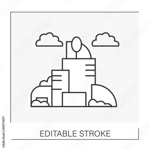  Eco awareness line icon. Comfortable living place for people. Environment and infrastructures. Green city concept Isolated vector illustration. Editable stroke