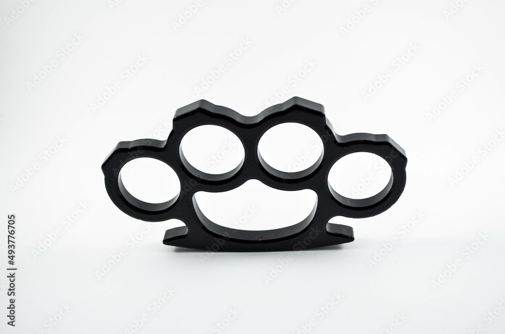 Black Brass Knuckles On The Isolated White Background Black Brass Knuckles On The Isolated White Background