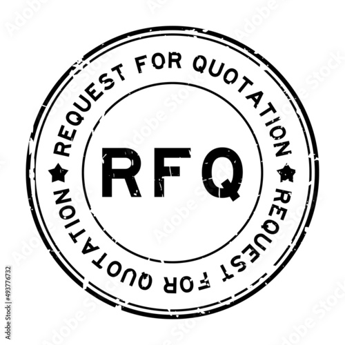 Grunge black RFQ request for quotation word round rubber seal stamp on white background