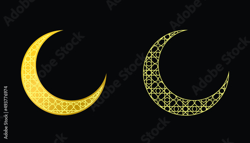 Islamic New Moon Hilal Vector with Pattern