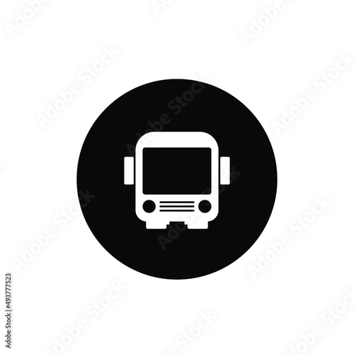 Bus icon circle black color editable vector. Bus station icon.