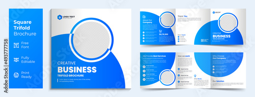 Creative business square trifold brochure template design	
