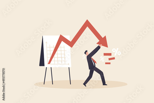 Business presentation, businessman investor push arrow graph and chart to be back. Stock market decline in crisis