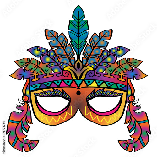 Hand drawn venetian carnival mask