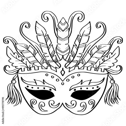 Hand drawn venetian carnival mask