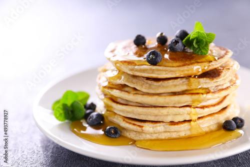 stack of pancakes with blueberry