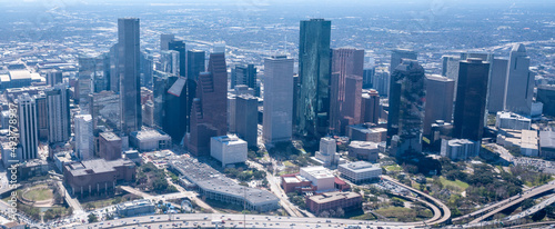Downtown Houston from 1500 feet over the Visual Flight Rules corridor along Interstate 10