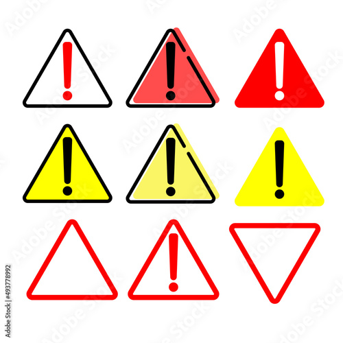 Set of triangle warning sign  danger sign  attention sign. caution attention icon.