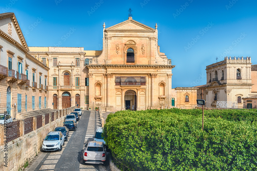 Church of Santissimo Salvatore, iconic landmark in Noto, Sicily, Italy