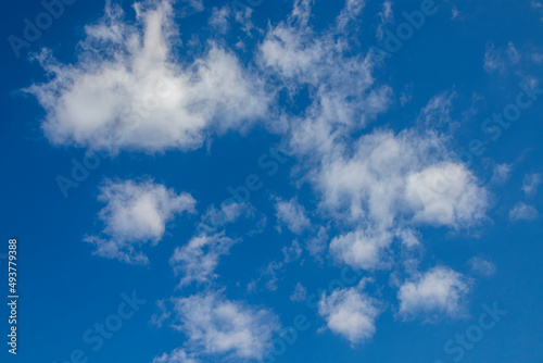 High spring blue sky with clouds