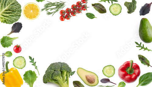 vegetables and herbs on a white isolated background
