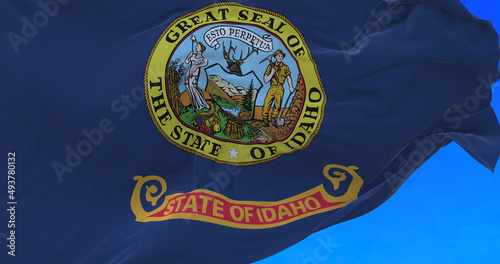 Amazing waving flag of Idaho state.