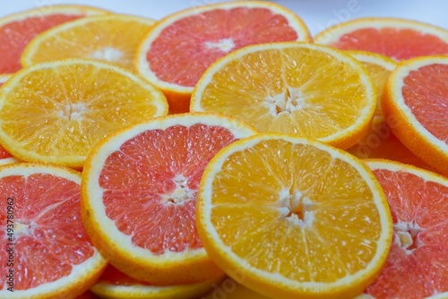 Orange slices with slices of red oranges