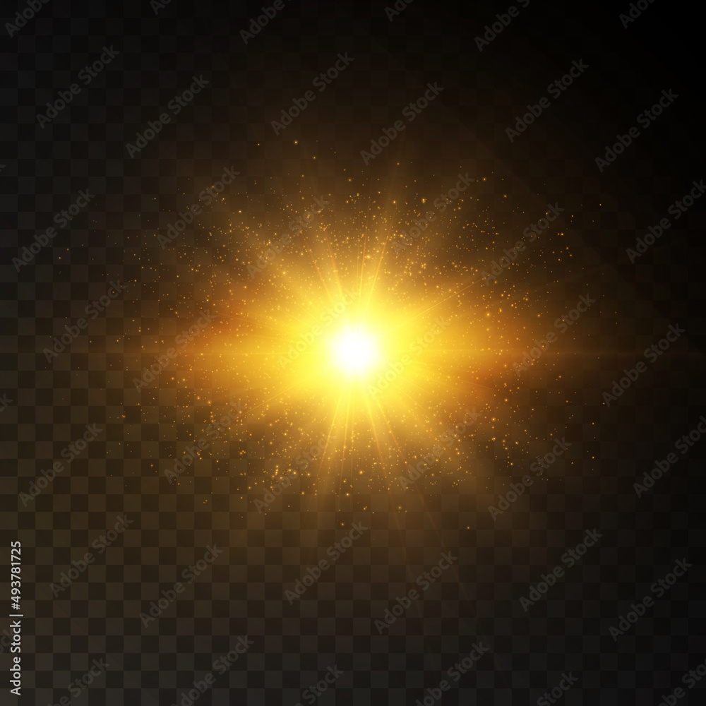 Glowing flash. Sparkling light effects of lens flare with colorful twinkle. Beautiful glare effect with bokeh, glitter particles and rays. Shining abstract background. Vector illustration Glowing flash. Sparkling light effects of lens flare with colorful twinkle. Beautiful glare effect with bokeh, glitter particles and rays. Shining abstract background. Vector illustration