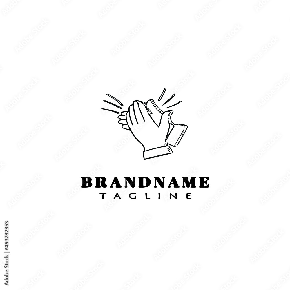 Fototapeta premium hand clapping logo cartoon icon design template black isolated vector illustration