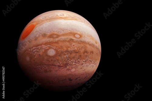 Planet Jupiter, on a dark background. Elements of this image furnished by NASA