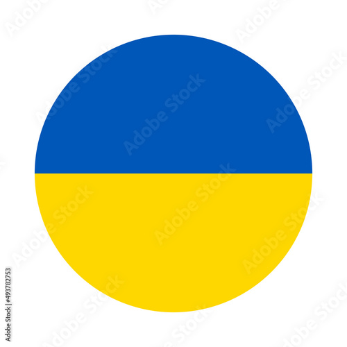Ukraine Flag Round Circle Badge or Sticker Icon. Vector Image.