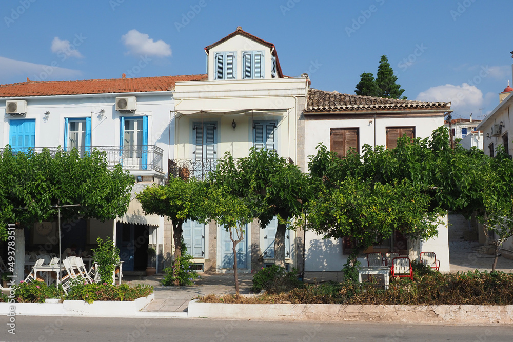 Beautiful neoclassical and picturesque architecture in houses of