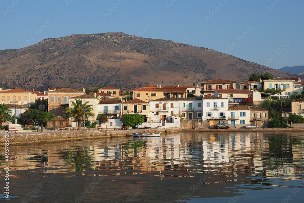 Beautiful small port of Hirolakas in main picturesque village of Galaxidi, Fokida, Greece