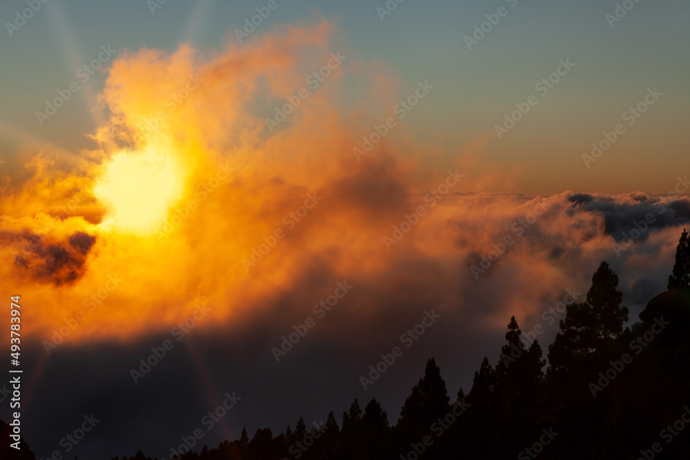 Sonnenuntergang. Standort Gebirge auf Gran Canaria. 
