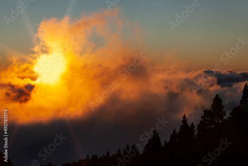 Sonnenuntergang. Standort Gebirge auf Gran Canaria. 