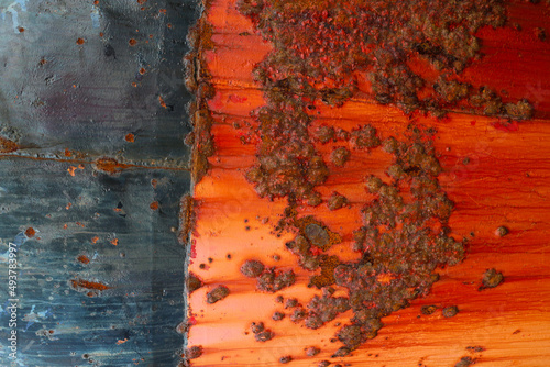 Texture details of an old rusty painted buoy - car park of the Fraserburgh lighthouse museum - Fraserburgh - Aberdeenshire - Scotland - UK photo