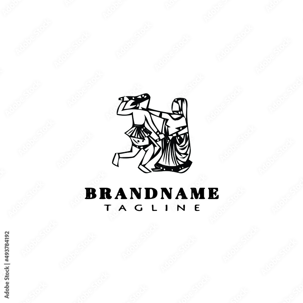 garba dance or indian dance logo cartoon icon design template black isolated vector illustration garba dance or indian dance logo cartoon icon design template black isolated vector illustration