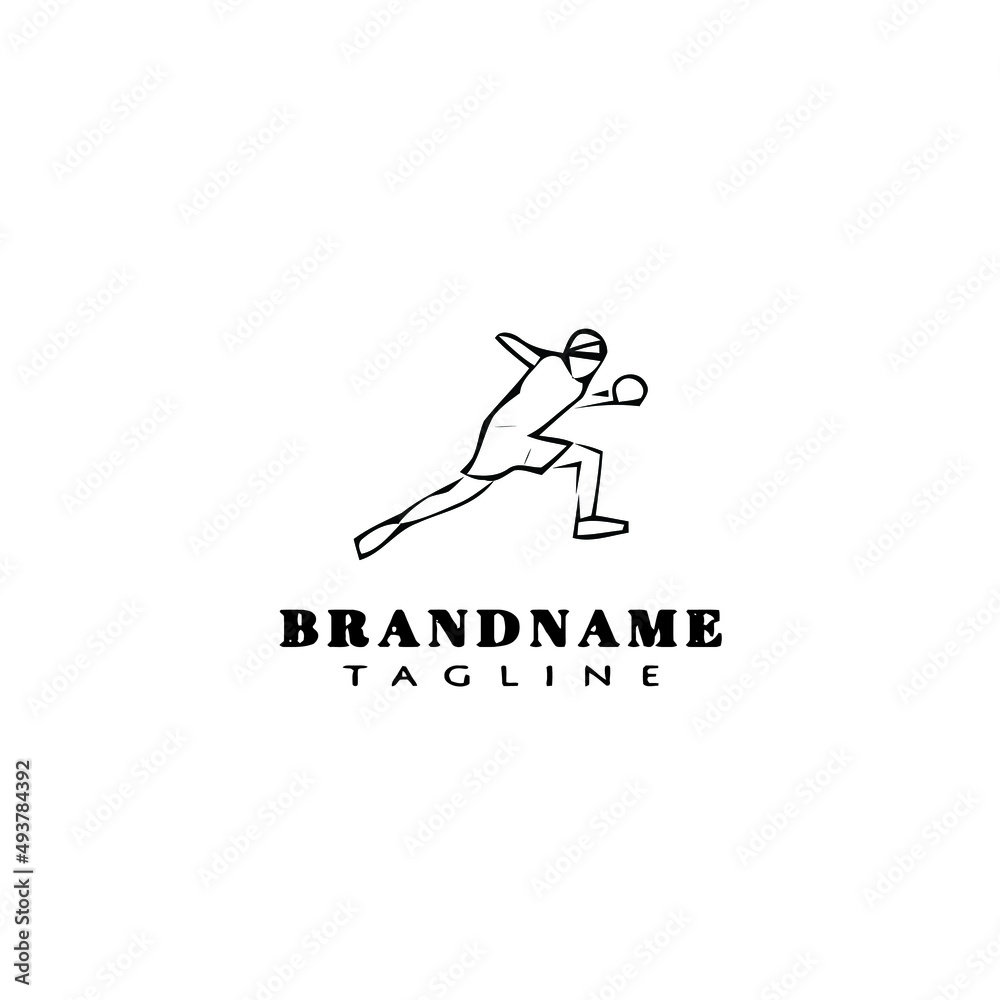 handball player logo cartoon design icon vector illustration