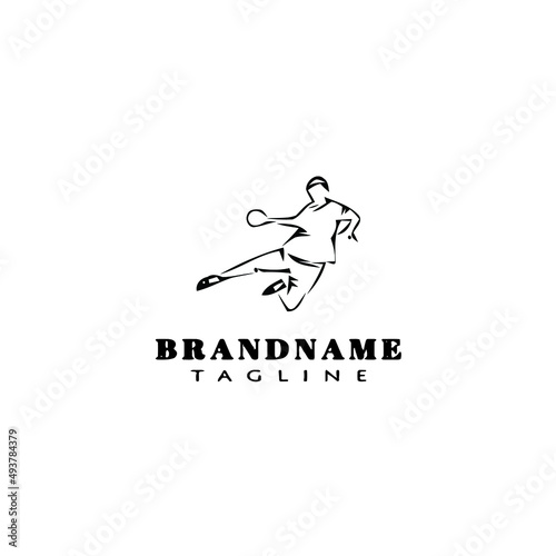 handball player logo cartoon design icon vector illustration