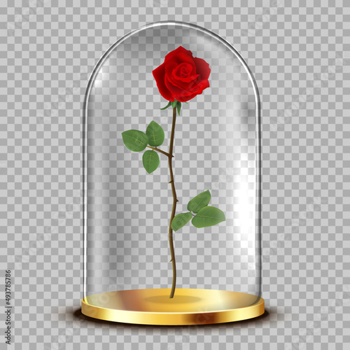 Vector red rose in a glass flask