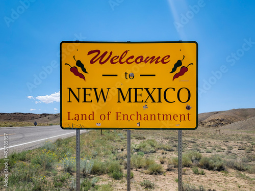 Quadro su tela Welcome to New Mexico Land of Enchantment near four corner monument