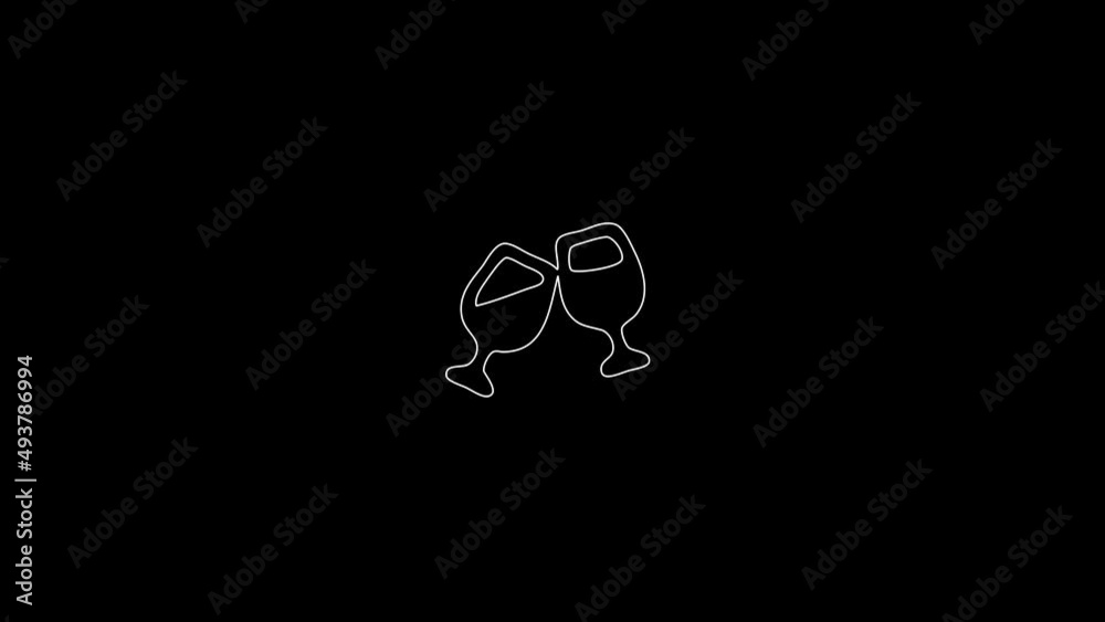 white linear glasses of wine silhouette. the picture appears and disappears on a black background.
white linear glasses of wine silhouette. the picture appears and disappears on a black background.
