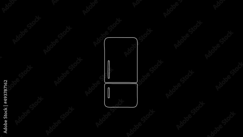 white linear refrigerator silhouette. the picture appears and disappears on a black background.
white linear refrigerator silhouette. the picture appears and disappears on a black background.